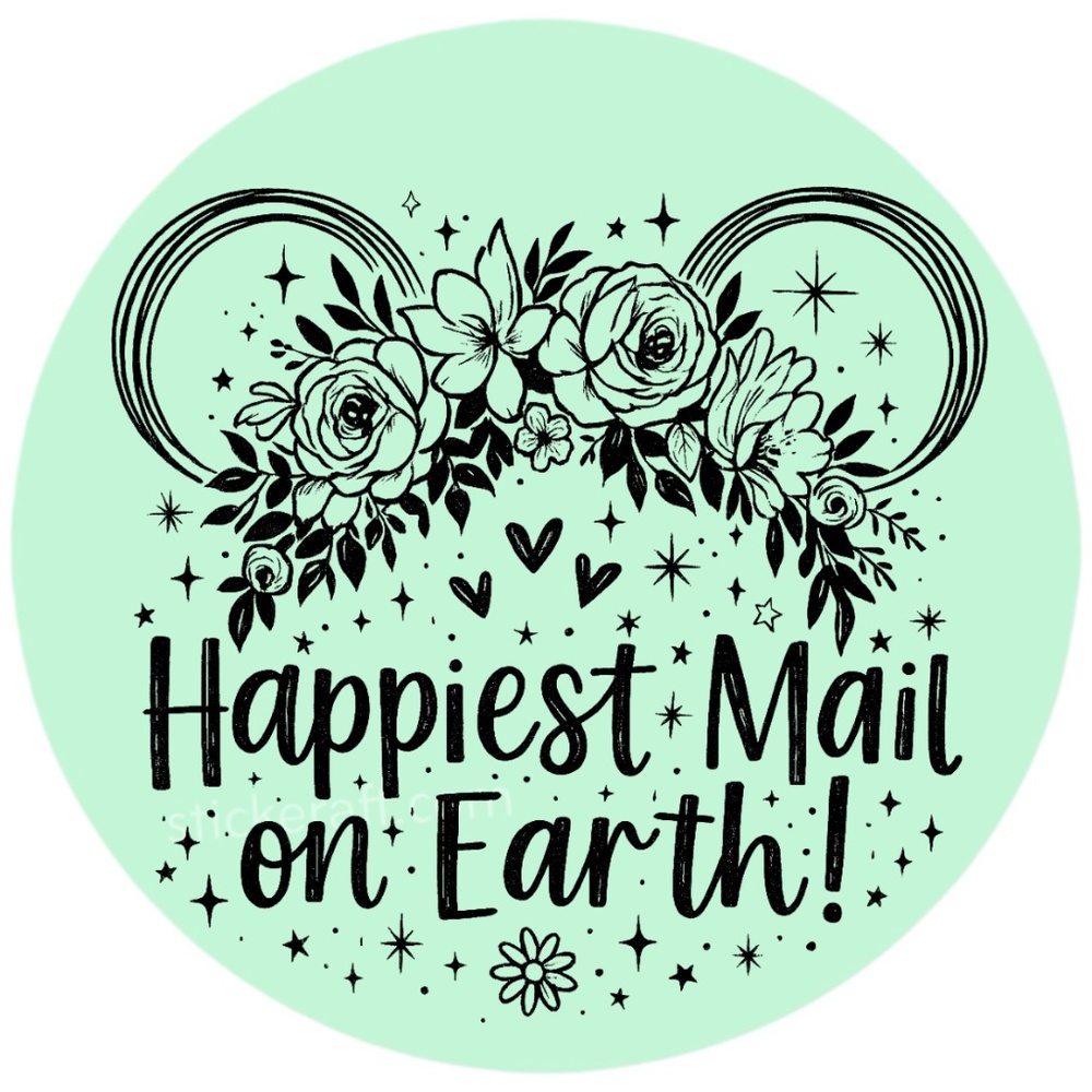 Happiest Mail on Earth Sticker 2” | Cute DISNEY Label | Small Biz Packaging - Picture 2 of 14